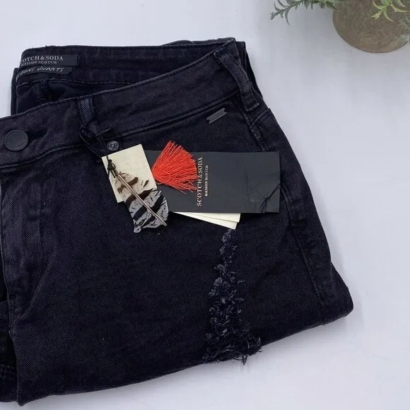 Scotch and Soda Maison Scotch The Skim Super Slim Size 29/32 Black Ripped Jeans