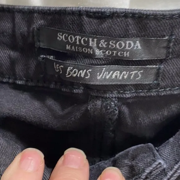 Scotch and Soda Maison Scotch The Skim Super Slim Size 29/32 Black Ripped Jeans