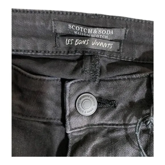 Scotch and Soda Maison Scotch The Skim Super Slim Size 29/32 Black Ripped Jeans