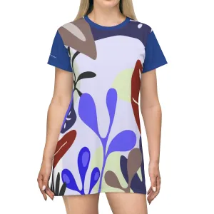 Shirtdress, Blue Foliage Motive