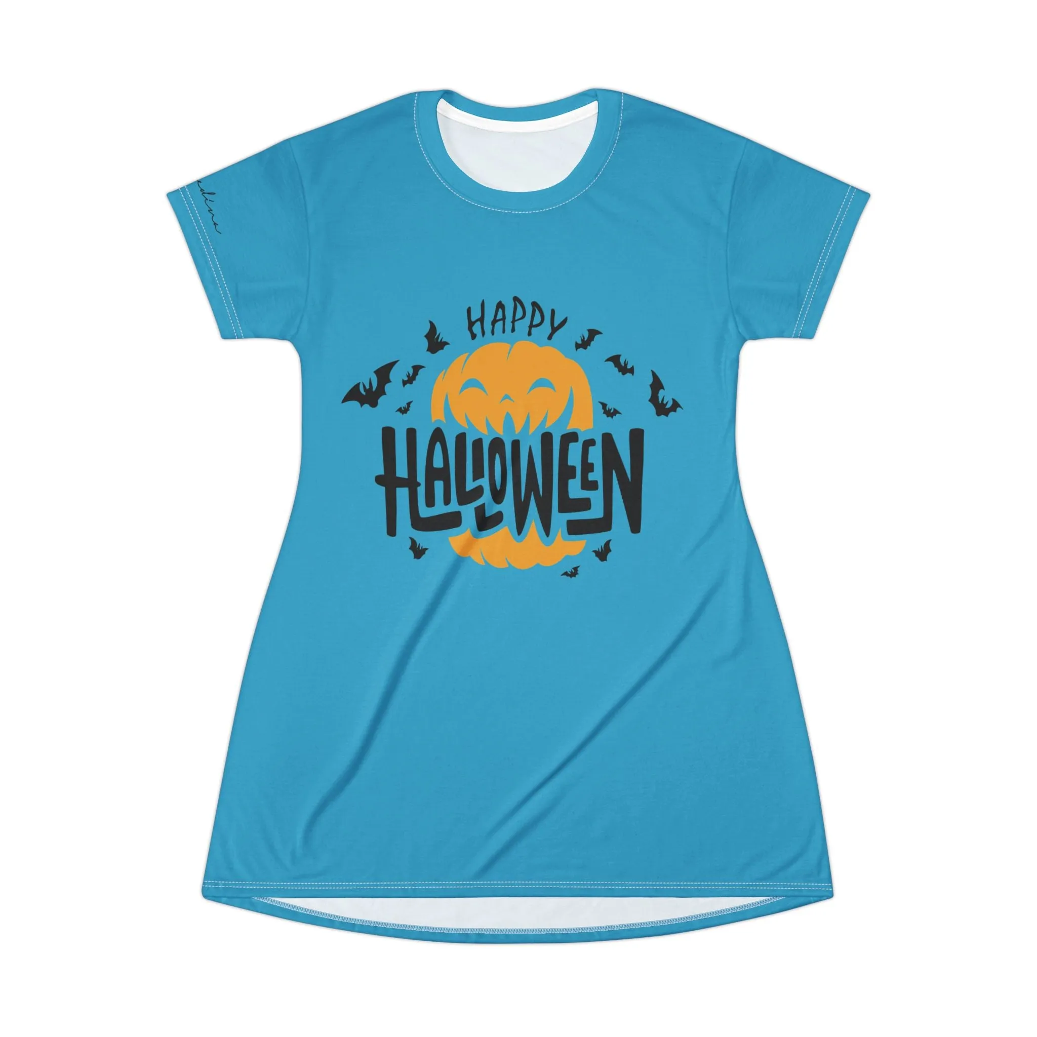 Shirtdress, Turquoise Happy Halloween