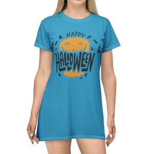 Shirtdress, Turquoise Happy Halloween
