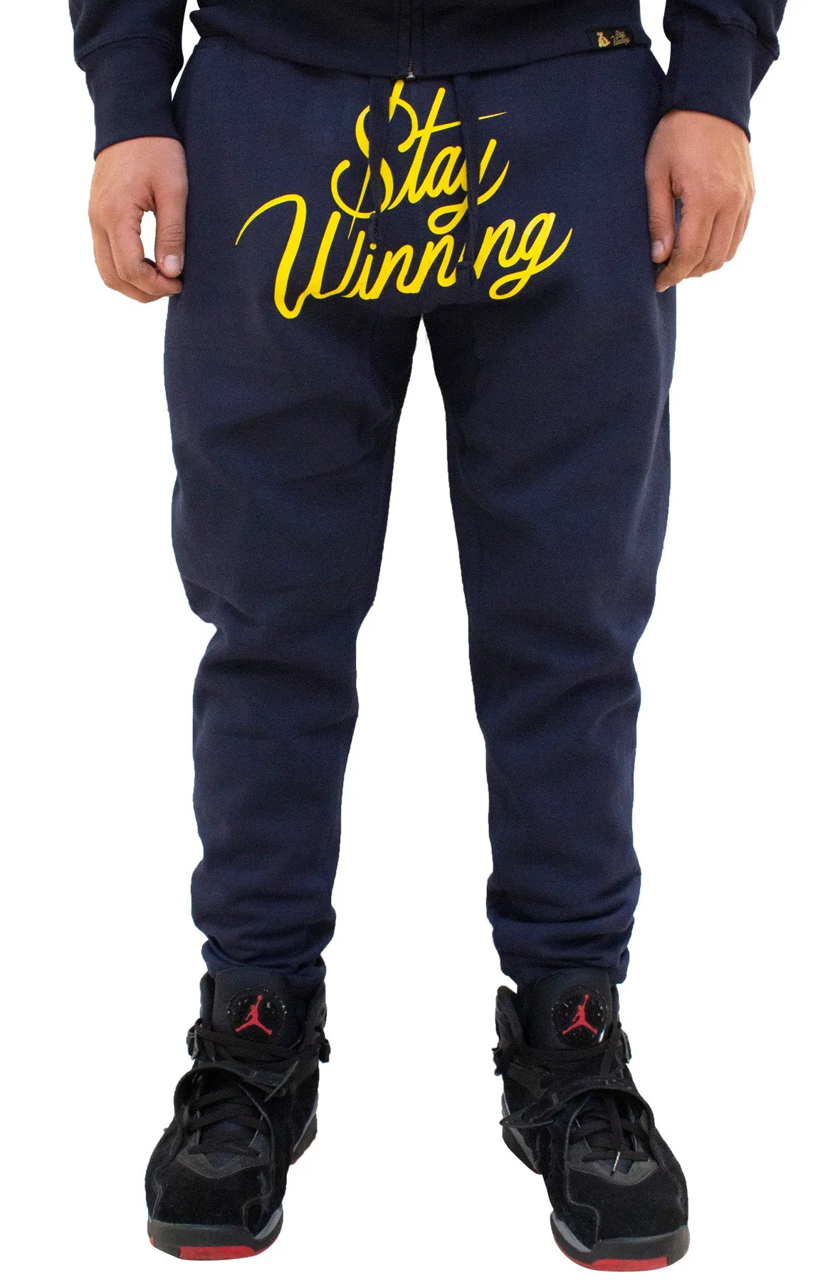 Stay Winning Script Navy/Yellow Joggers