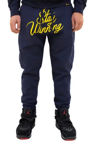 Stay Winning Script Navy/Yellow Joggers
