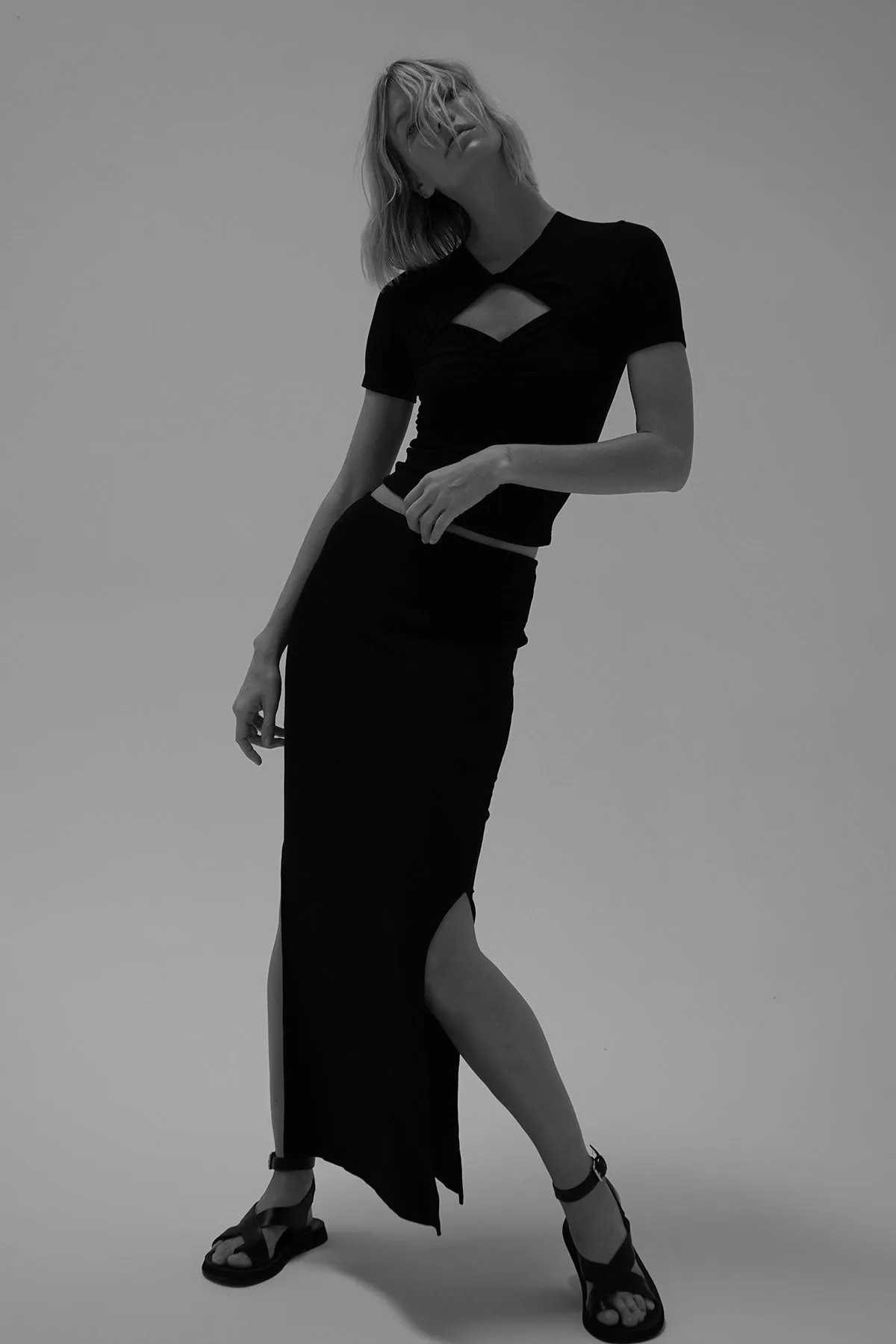 Steph Ribbed Skirt - Black