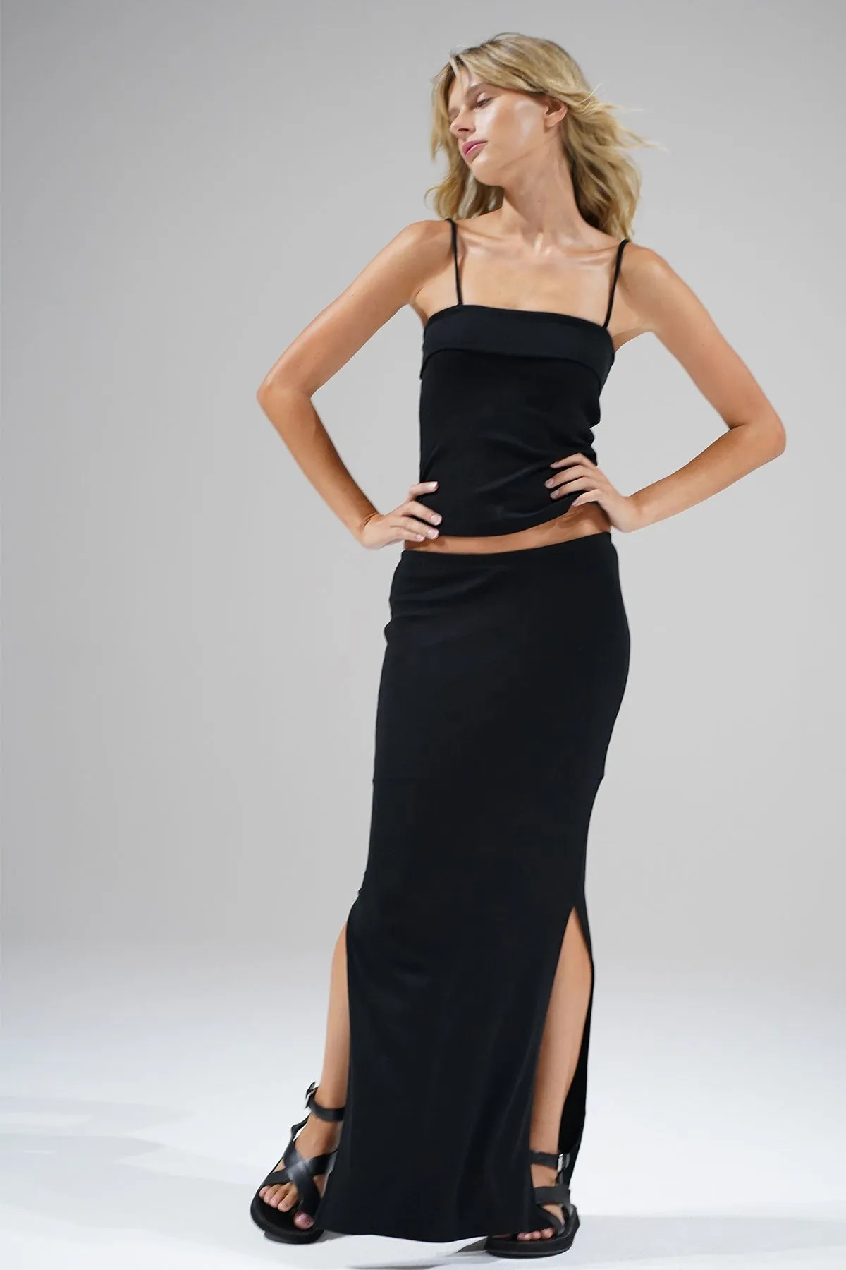 Steph Ribbed Skirt - Black