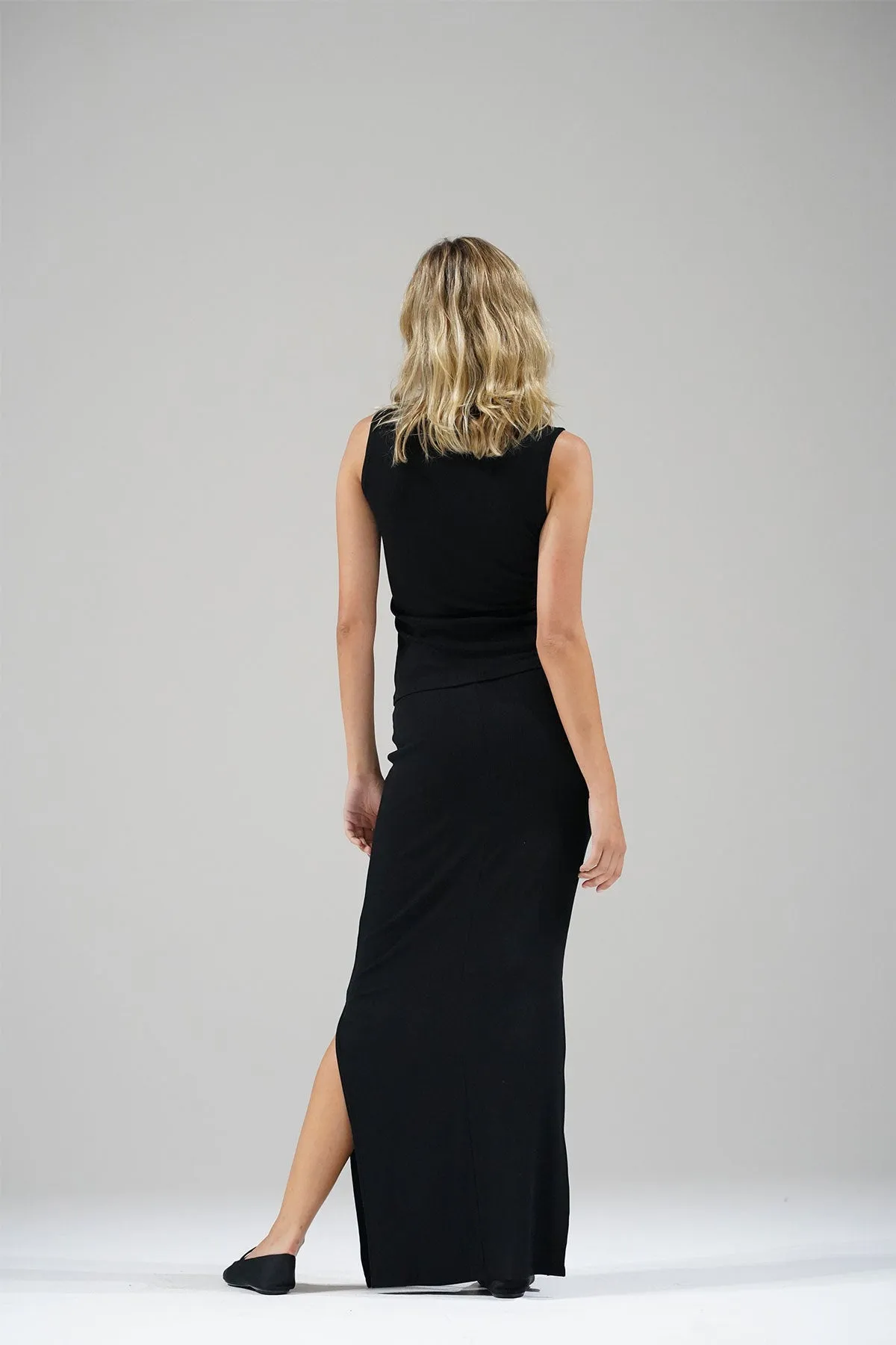 Steph Ribbed Skirt - Black