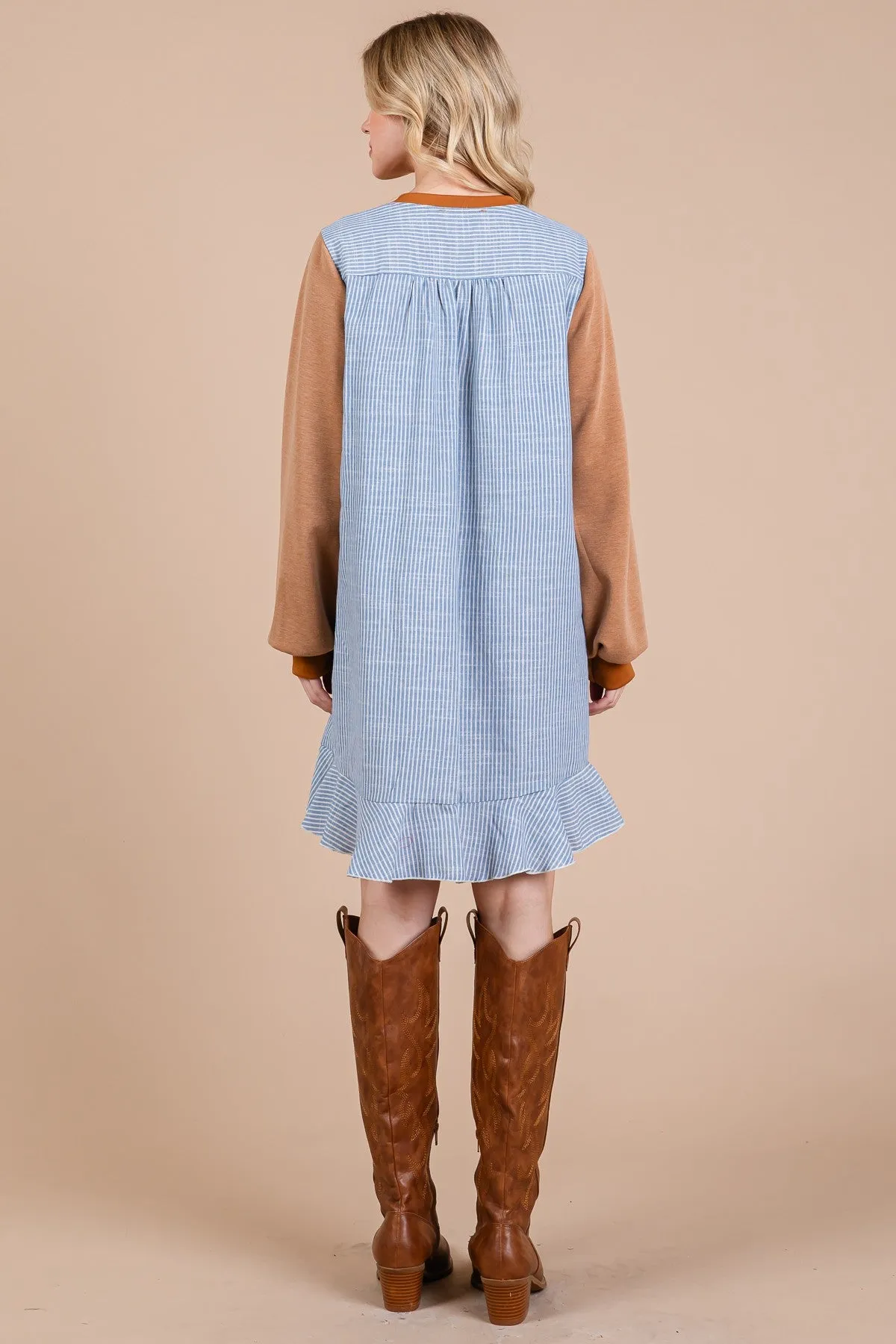 Striped Patchwork Oversized Sweatshirt Dress