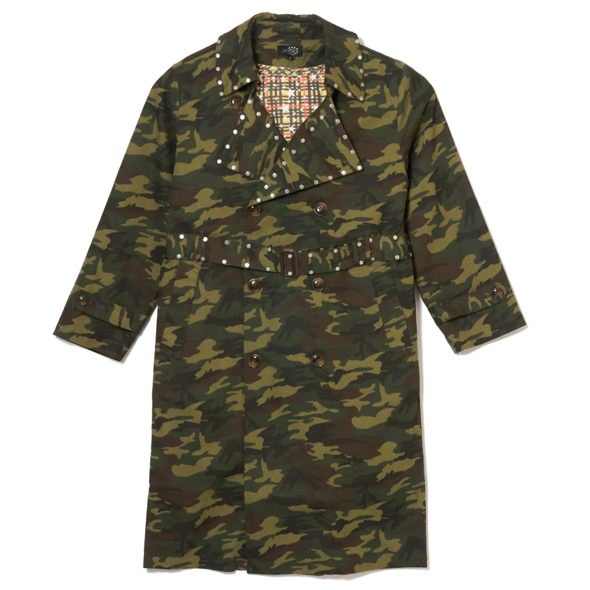 STUDDED TRENCH COAT / CAMO