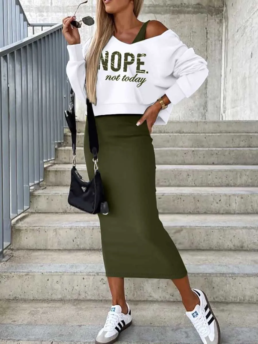 Stunncal Sweatshirt Slim Dress 2-Piece Set