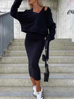 Stunncal Sweatshirt Slim Dress 2-Piece Set