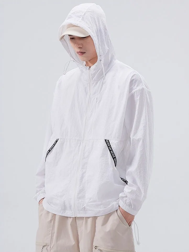 Summer Solid Color Windbreaker with Contrast Trim and Elastic Band Cuff