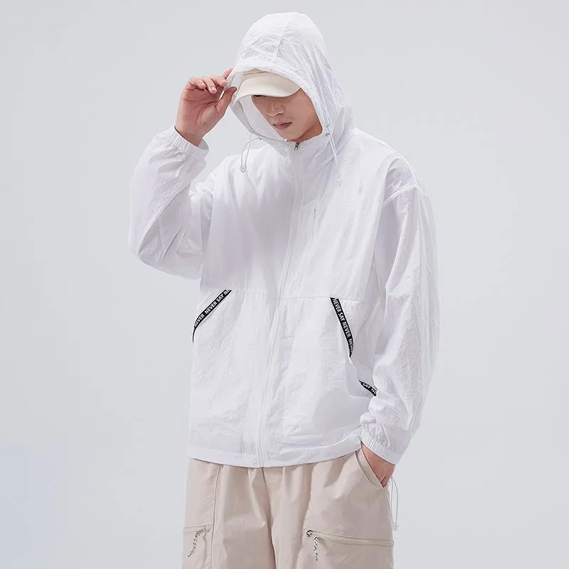 Summer Solid Color Windbreaker with Contrast Trim and Elastic Band Cuff