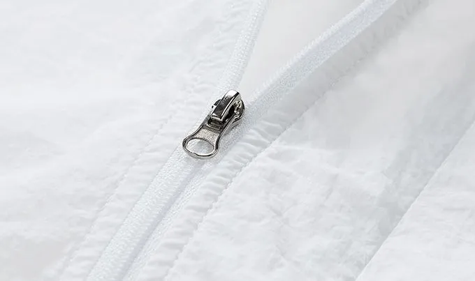 Summer Solid Color Windbreaker with Contrast Trim and Elastic Band Cuff