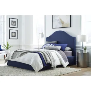 Sur Upholstered Skirted Panel Bed in Navy