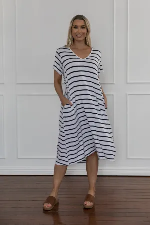 T-Shirt Dress | Navy/White Stripe