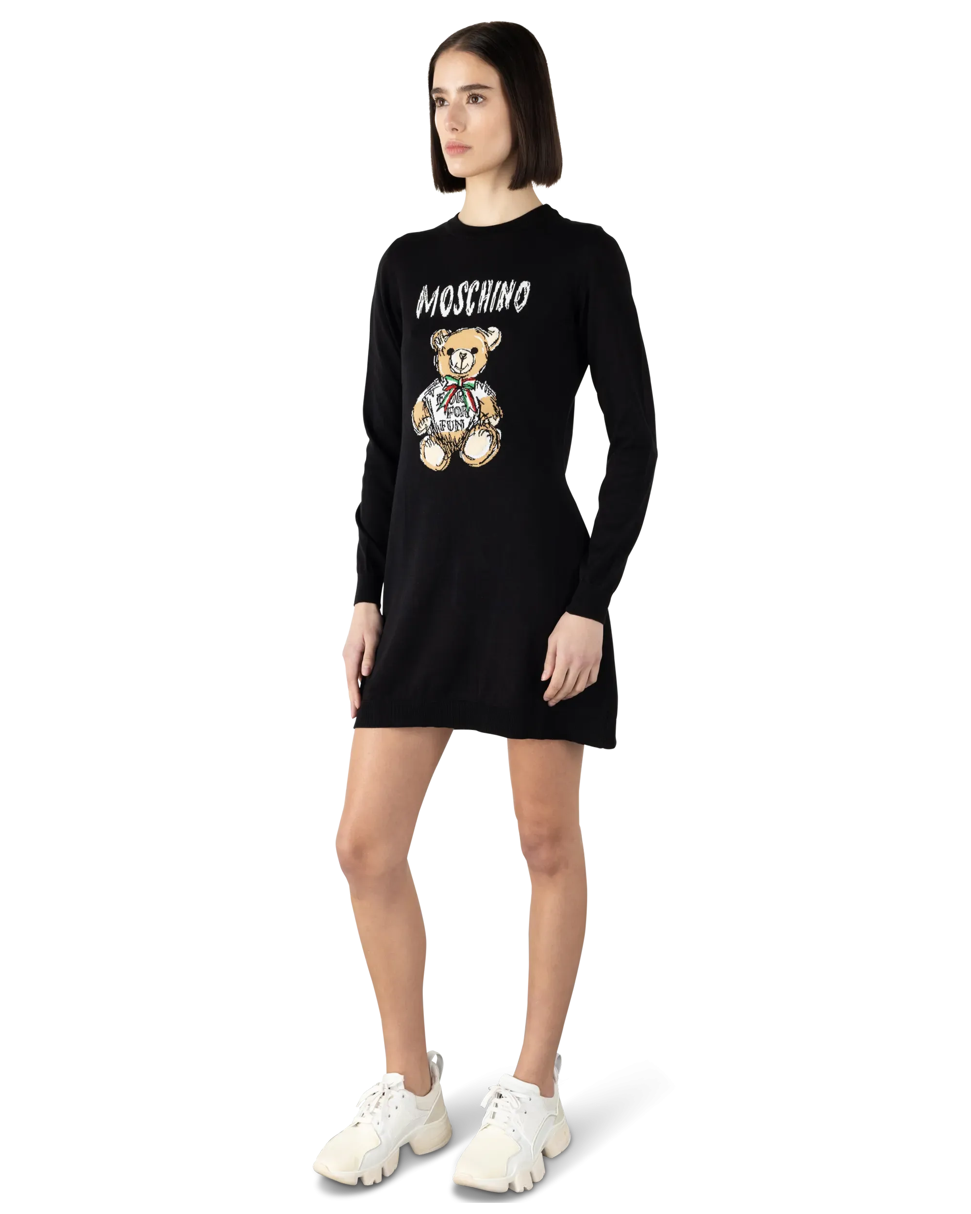 Teddy Bear Printed Mini T-Shirt Dress