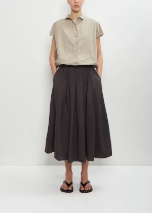 Tissue Cotton Pleated Long Skirt — Brown