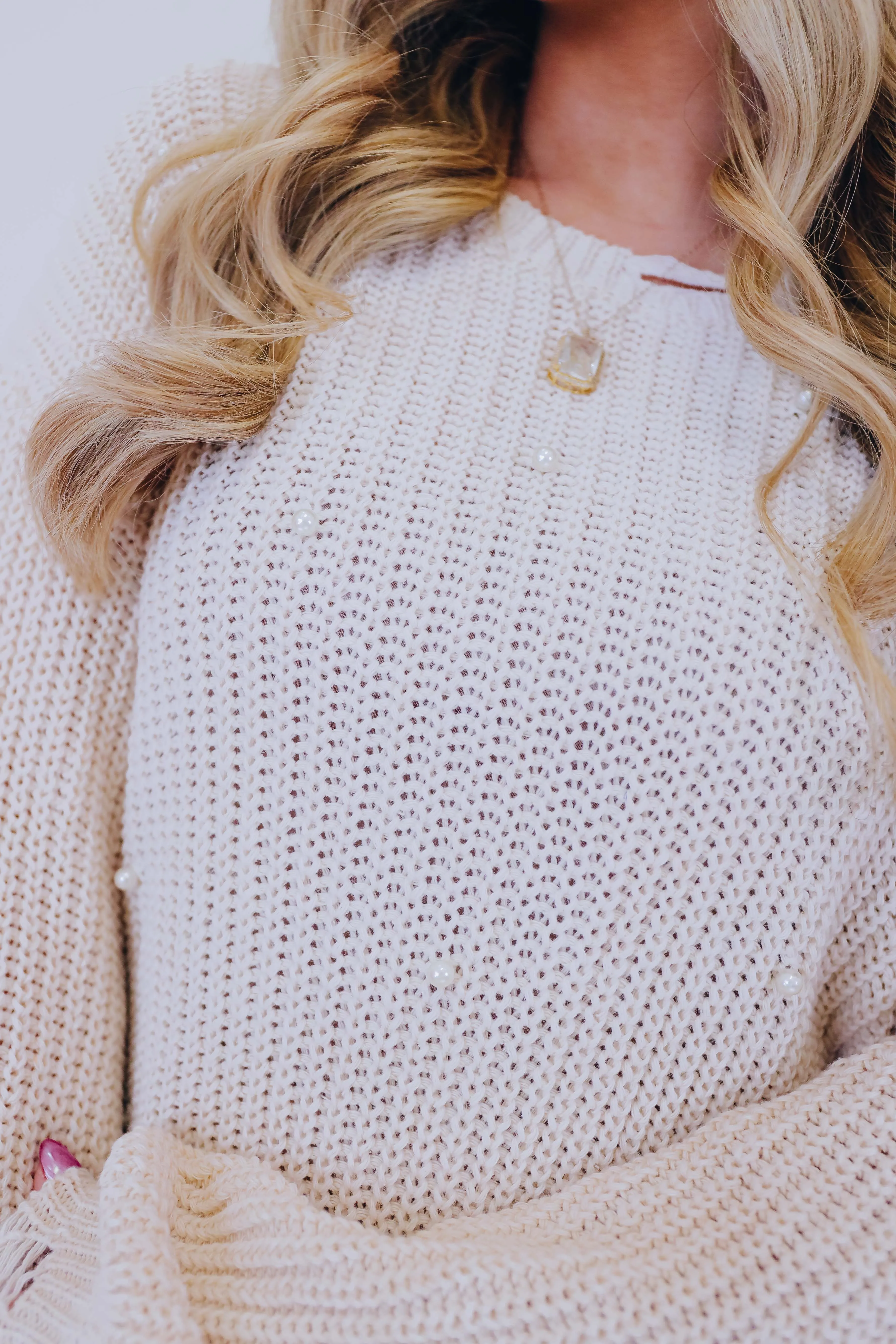 Tori Chiffon Twist N Beaded Sweater By POL