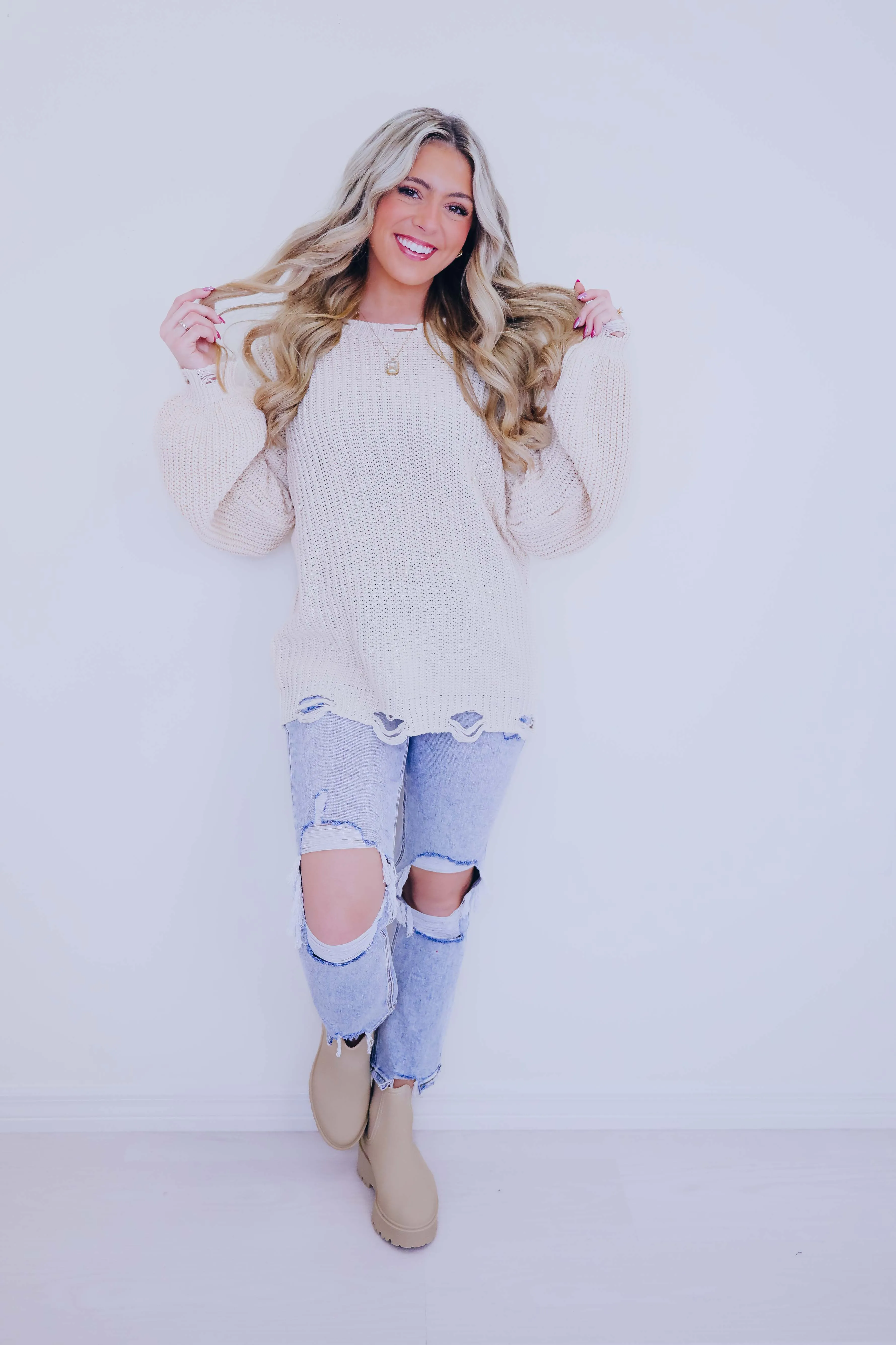 Tori Chiffon Twist N Beaded Sweater By POL