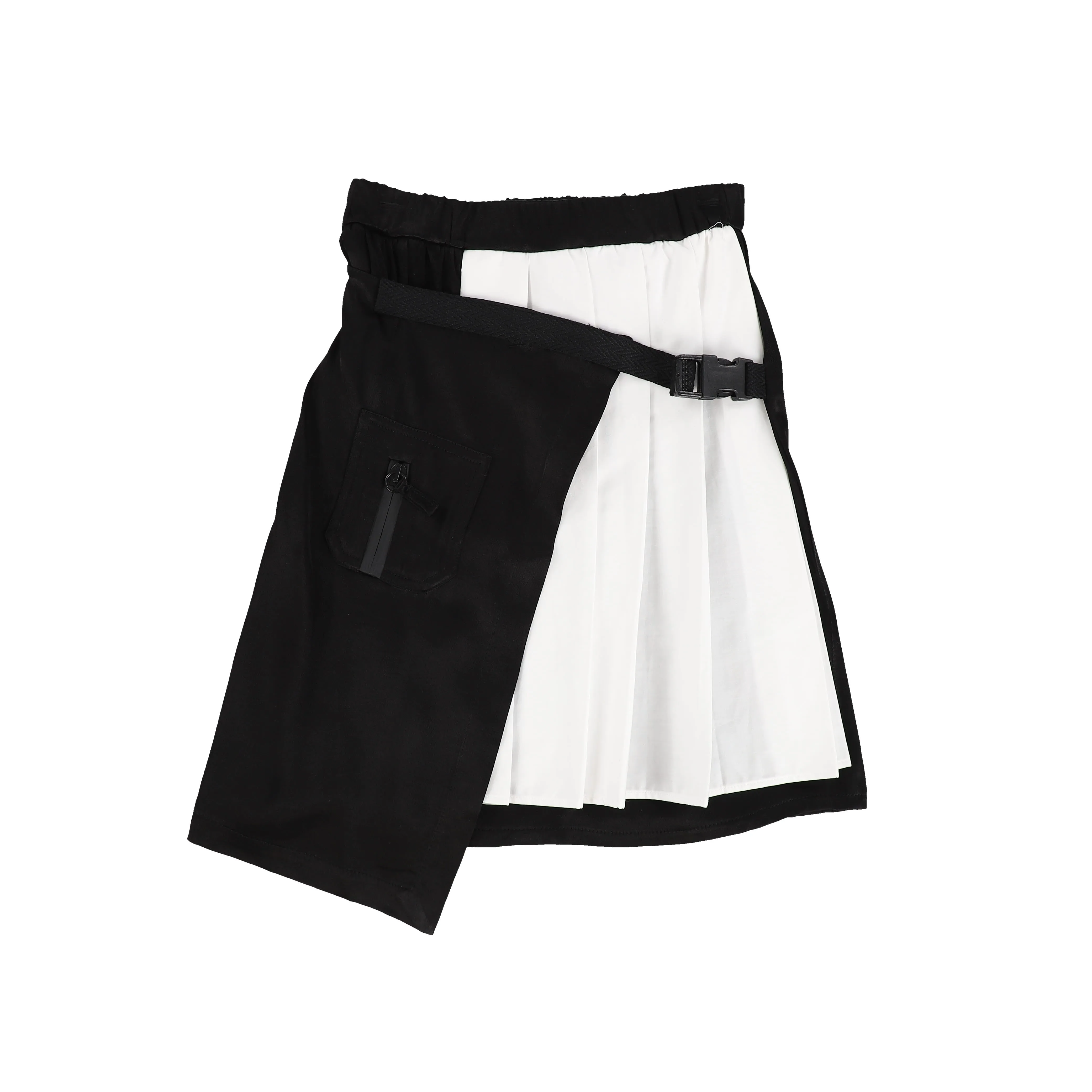 TREEHOUSE BLACK AND WHITE PLEATED WRAP SKIRT [Final Sale]
