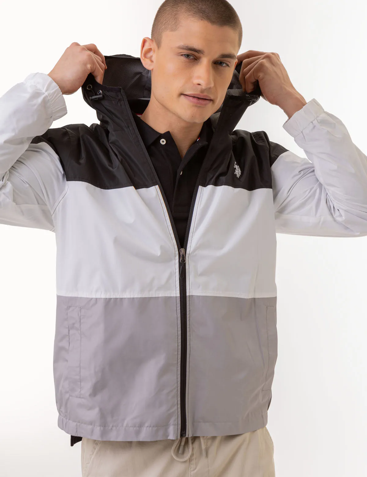 TRI COLORBLOCK HEATHERED WINDBREAKER