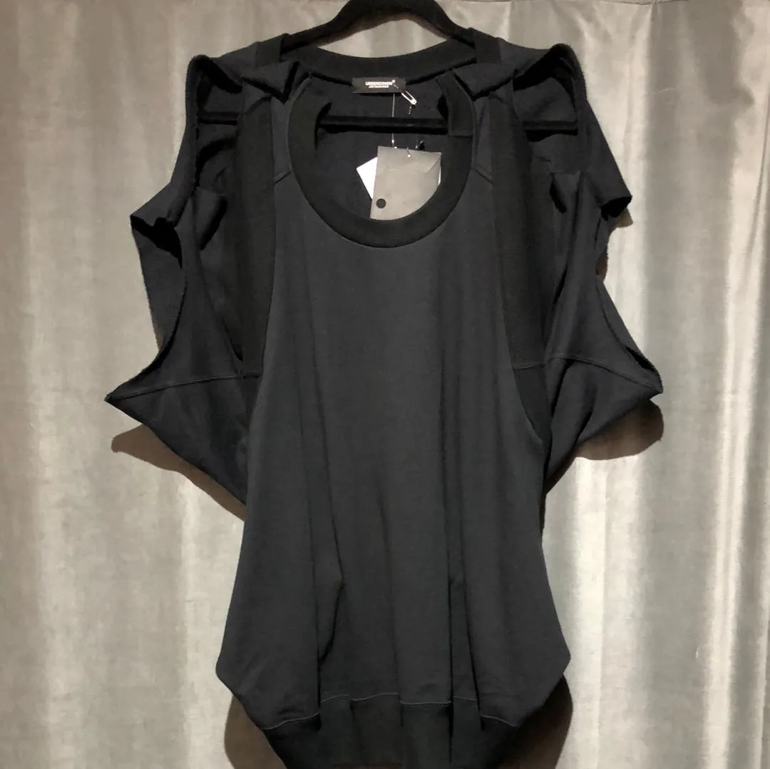Undercover Jun Taka Hashi Black Cold Shoulder Cutout Sweatshirt Dress