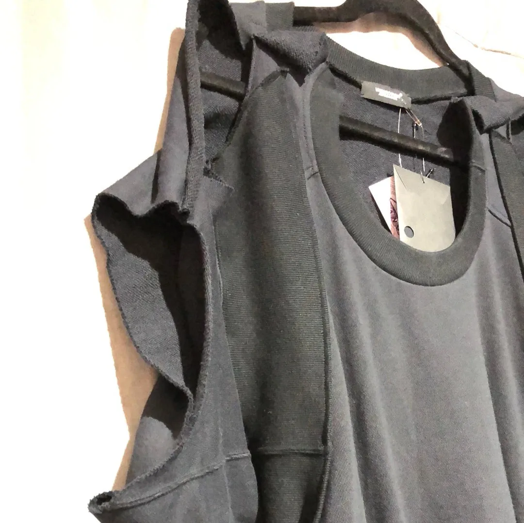 Undercover Jun Taka Hashi Black Cold Shoulder Cutout Sweatshirt Dress