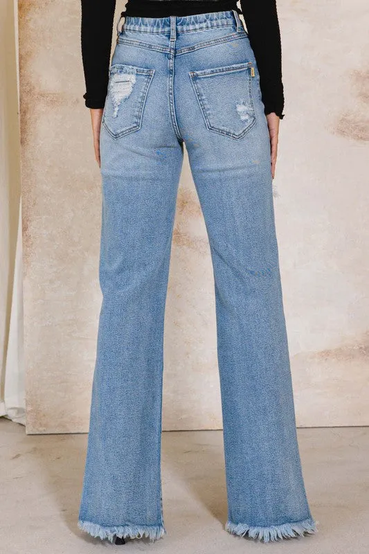 Vibrant M.i.U High Rise Distressed Wide Jeans