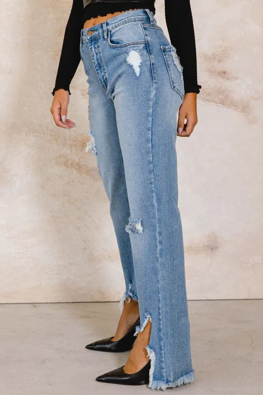 Vibrant M.i.U High Rise Distressed Wide Jeans