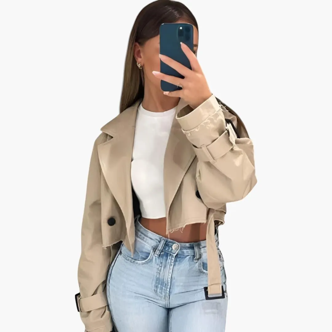Vintage Cropped Trench Jacket for Women
