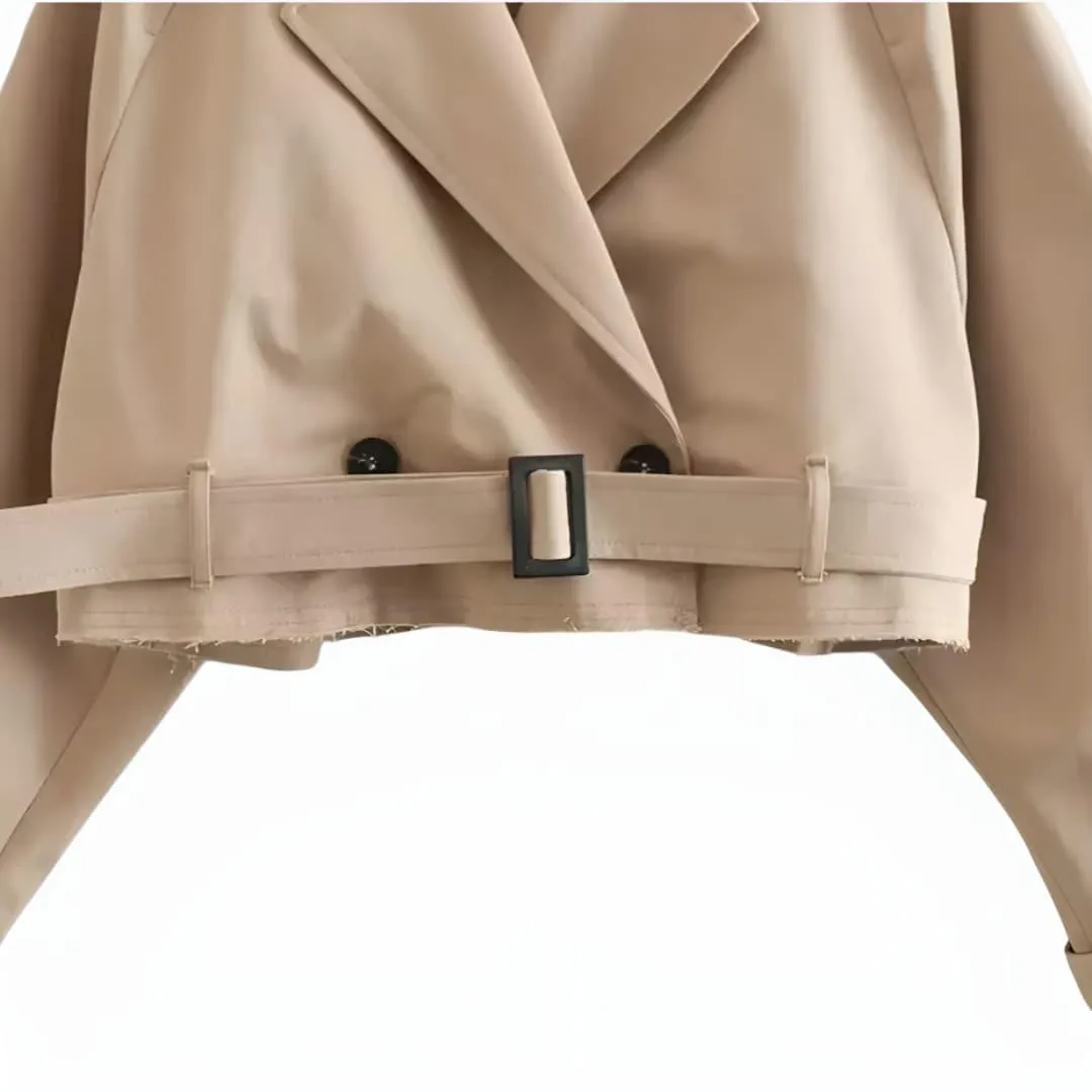 Vintage Cropped Trench Jacket for Women