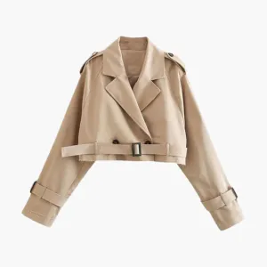 Vintage Cropped Trench Jacket for Women
