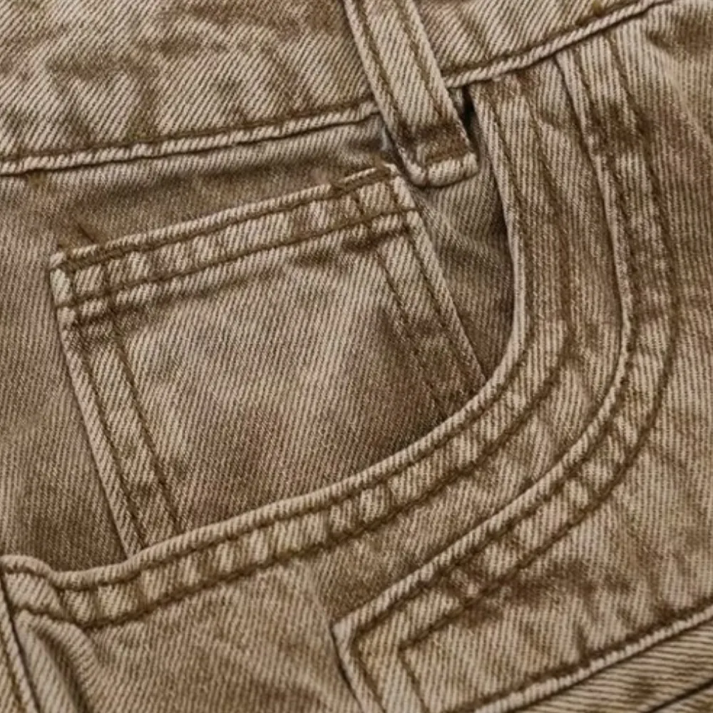 Vintage Distressed Yellow Slit Jeans