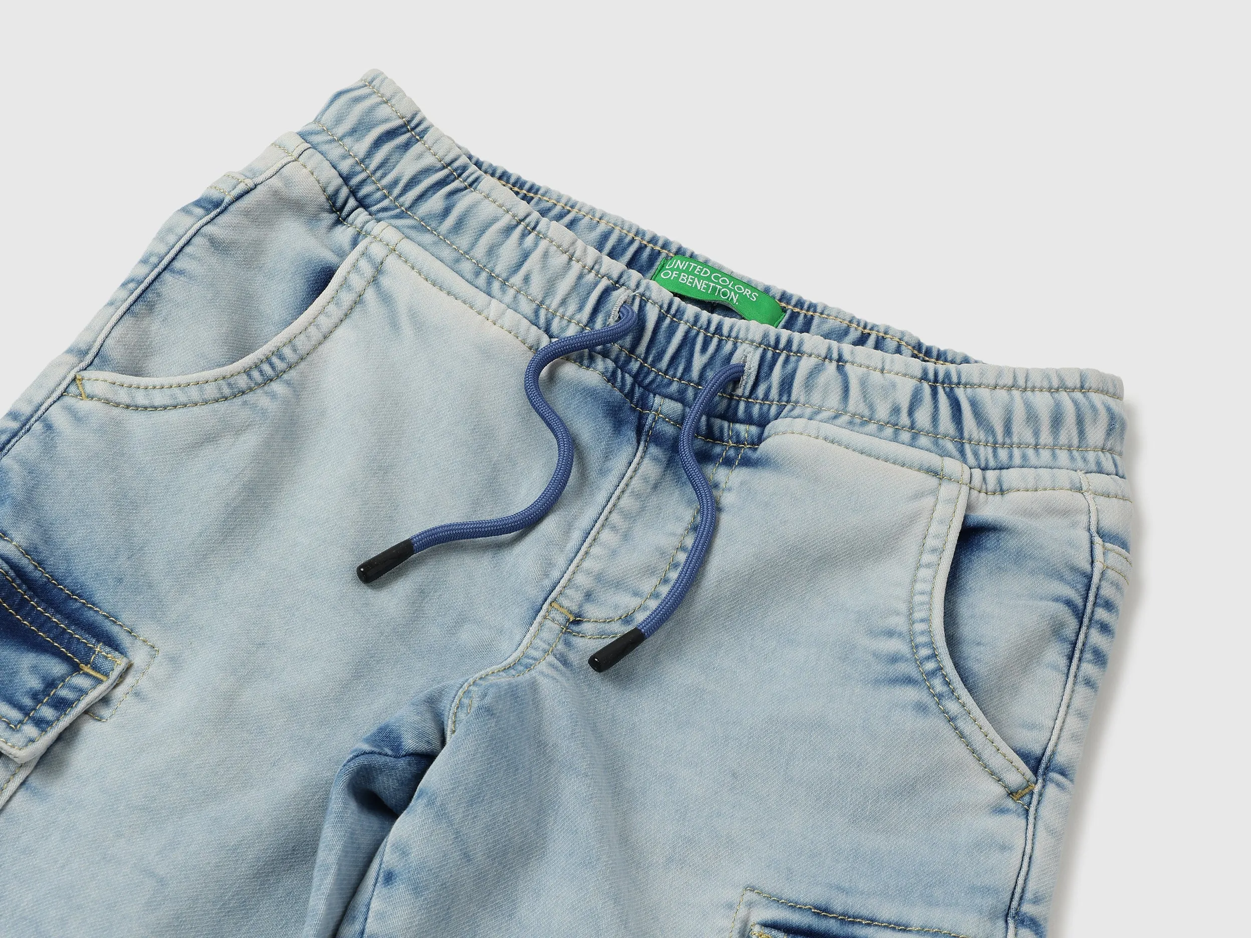 Washed Jogger Fit Denim Cargos