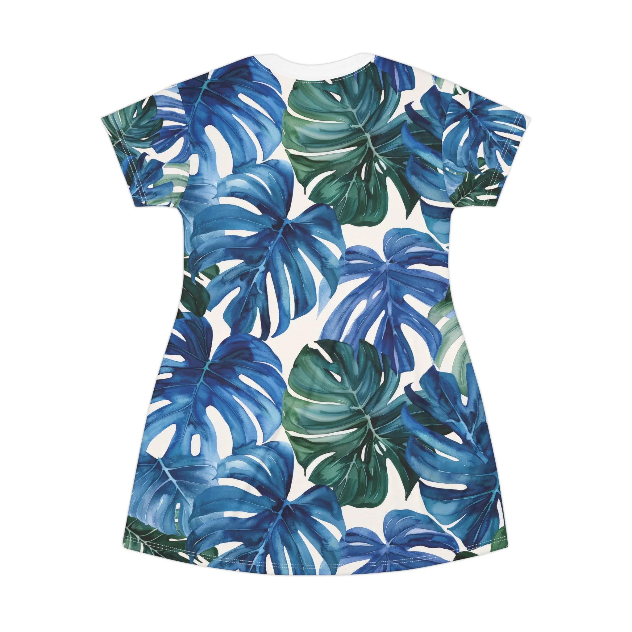 Watercolor Tropics T-shirt Dress - Blue/Green