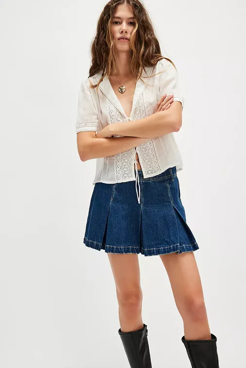 We The Free Madison Ave Denim Mini Skirt