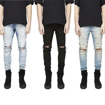 West Louis™ Ripped Skinny Biker Destroyed Jeans