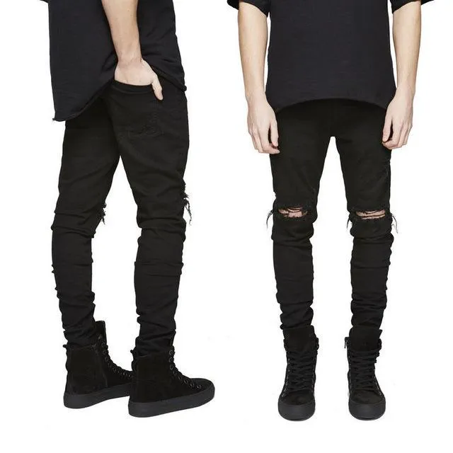 West Louis™ Ripped Skinny Biker Destroyed Jeans