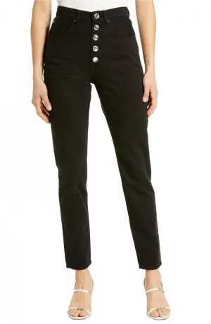 WeWoreWhat The Danielle Crystal Exposed Button High Waist Jeans