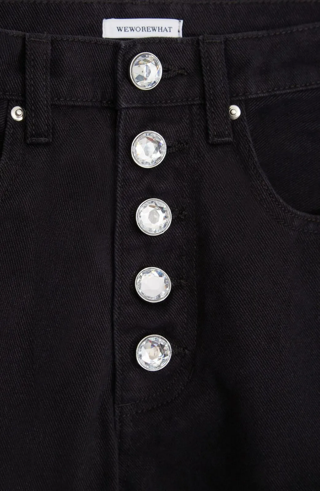 WeWoreWhat The Danielle Crystal Exposed Button High Waist Jeans