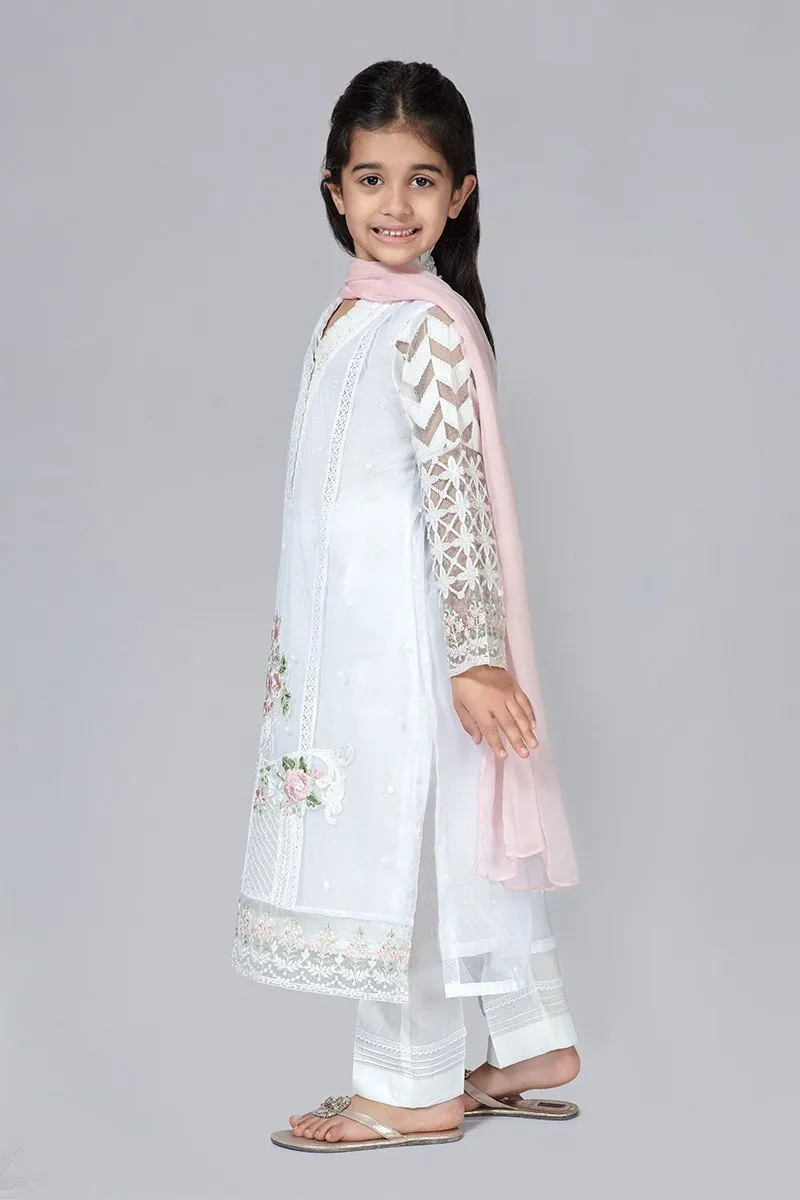 White Eid Dress for Kids #N9022