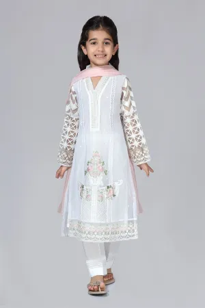 White Eid Dress for Kids #N9022