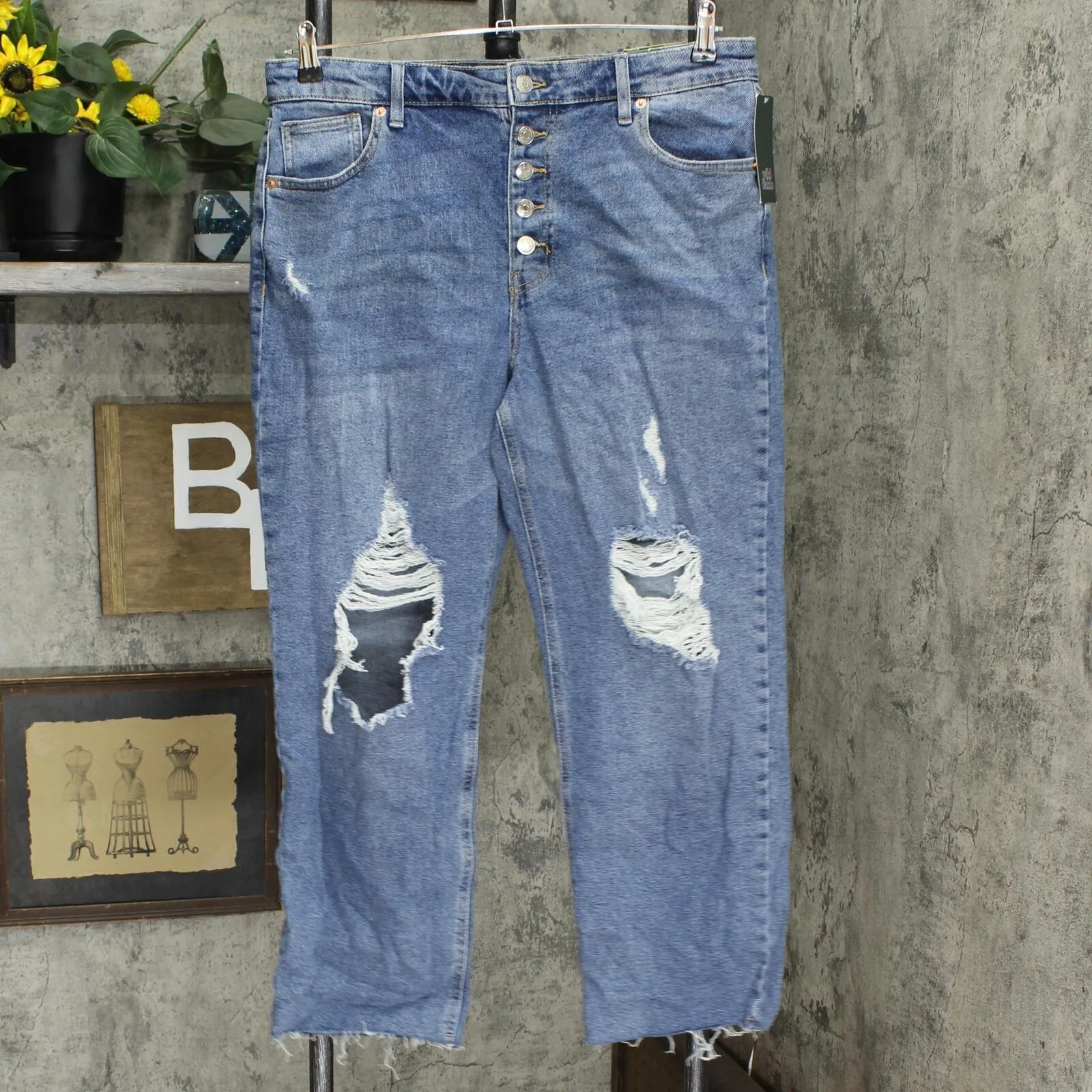 Wild Fable Women's High-Rise Distressed Straight Ankle Length Jeans W113HDMD
