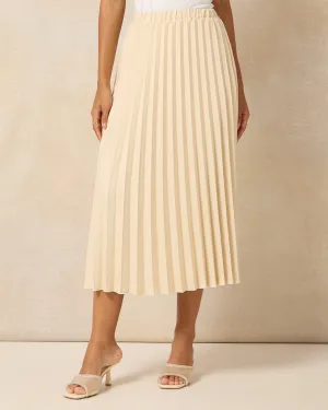 Women Beige Pleated Skirt