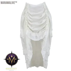 Women Steampunk Gothic Irregular Ruffles Pirate Skirt Asymmetrical Pleated High Low Dancing Skirts Plus Size Halloween Costumes