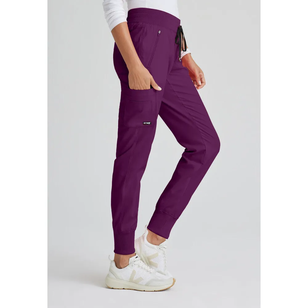 Women's Eden Jogger Scrub Pant - Greys Anatomy Spandex Stretch Collection / Color - Wine / Fit - Regular / Sizes - XS, S, M, L, XL, 2XL, 3XL by Barco Uniforms