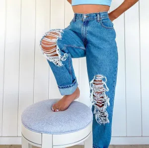 Women's Jeans  With Ripped Holes