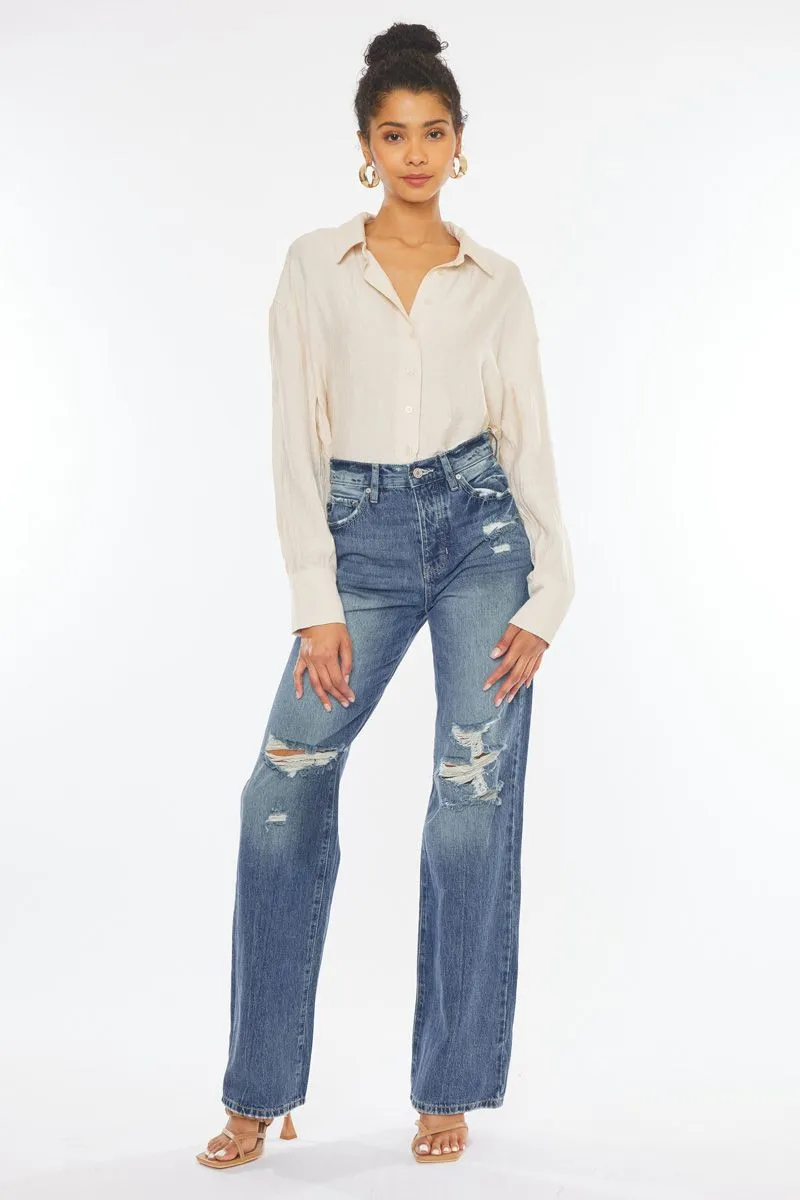 Women's KanCan ULTRA HIGH RISE 90’S WIDE LEG FLARE JEANS
