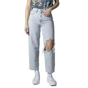 Women's Light Blue Ripped Jeans with Pockets